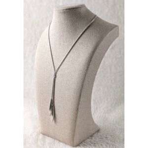 Heavy Silver Tone Y‎ Necklace Lariat Teardrop Dangle 21g Non Magnetic